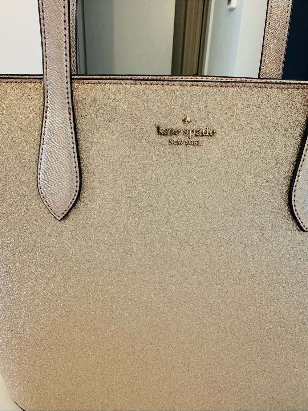 kate spade glitter tote in gold champagne NWOT - Picture 3 of 8